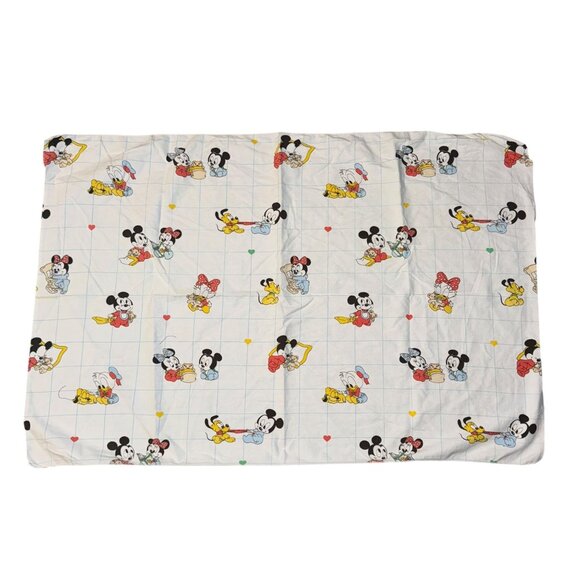 Vintage Disney Babies Mickey Minnie Mouse Baby Receiving Blanket Daisy Donald - Picture 1 of 6